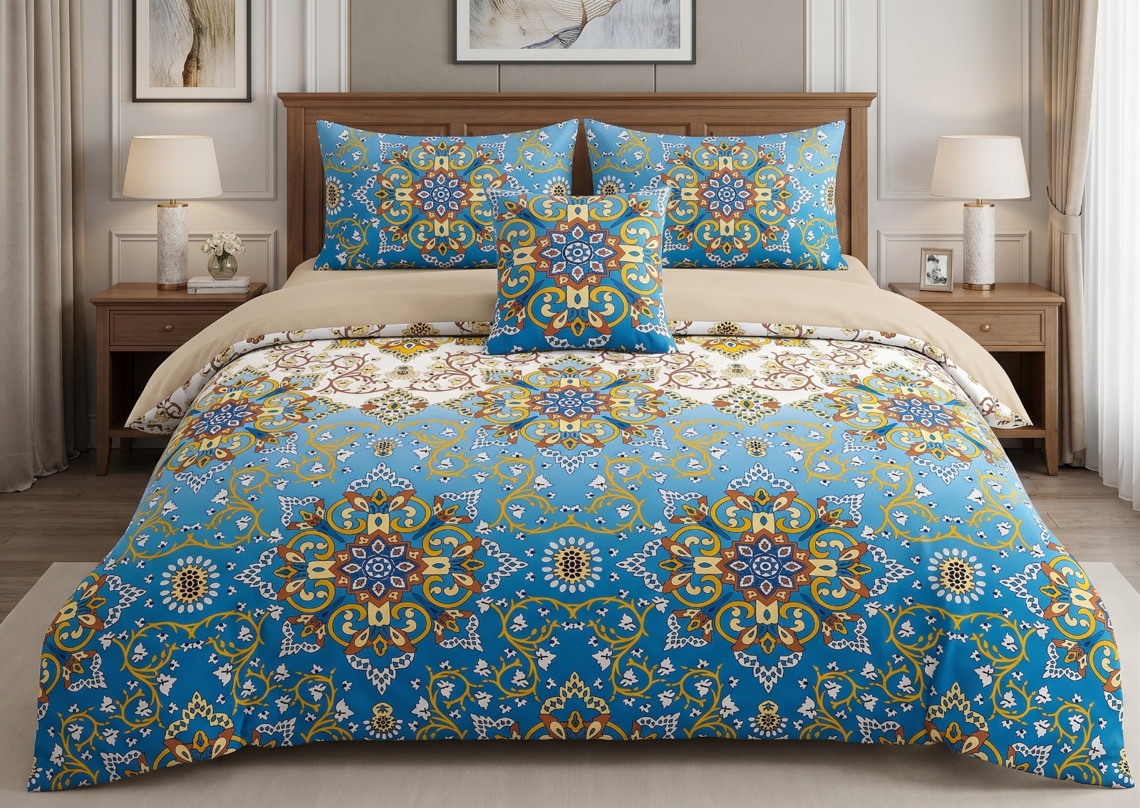 Printed Mixed Comforter  SET (5) PCs - Nefertity